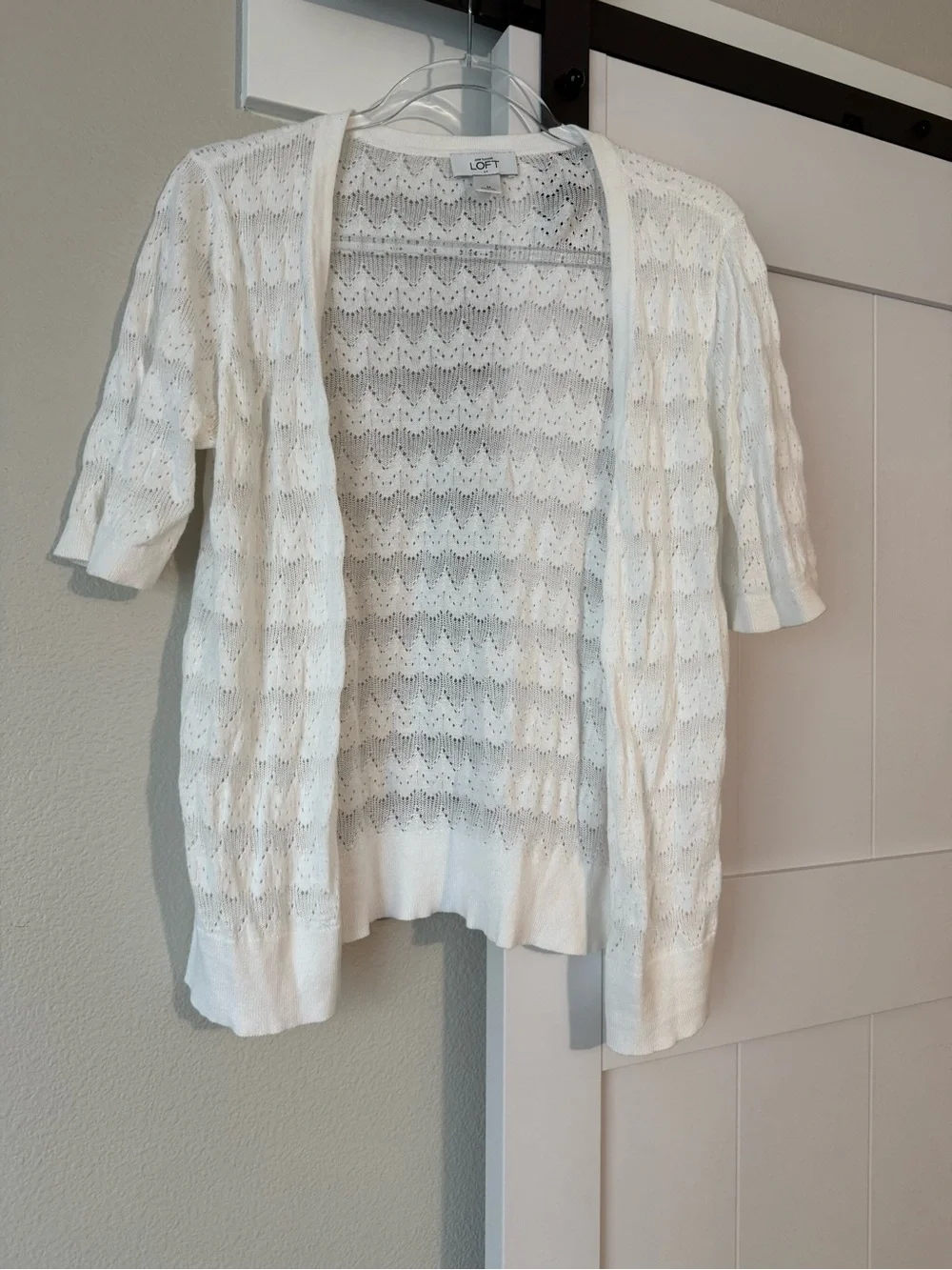 LOFT White Lace Open-Front Cardigan - Picture 2 of 2